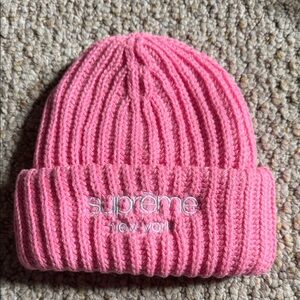 Supreme Kids Ribbed Pink Knit Hat
